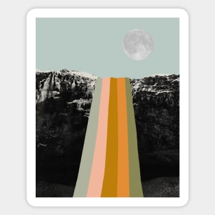 Moon and retro waterfall Sticker